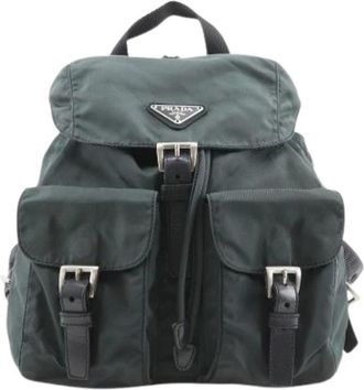 Prada Pre-owned Backpacks, female, Green, Size: ONE SIZE Pre-owned Vintage Nylon Backpack