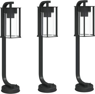 vidaXL Lámparas de suelo de exterior 3 uds acero inoxidable negro 60cm vidaXL