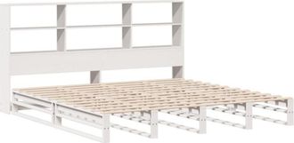 vidaXL Vidaxl - Bookcase Bed without Mattress White 180x200 cm Super King Solid Wood