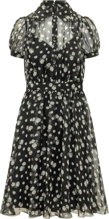 Dolce & Gabbana Black Floral Shirt Collar Midi Dress