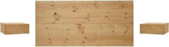 Deco Wood Pack cabecero y mesitas de madera maciza tono medio 140x80cm