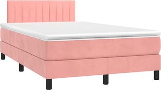 vidaXL Vidaxl - Cama Box Spring Con Colch&oacute;n Y Led Terciopelo Rosa 120x190 Cm