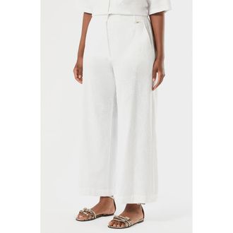 Marina Rinaldi Vonirica Belted Linen & Cotton Wide Leg Pants in Optical White at Nordstrom, Size 22W