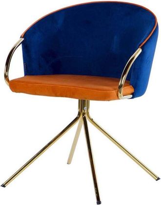 Adda Home Silla Giratoria Velvet Naranja Azul 55x58x77 Cm