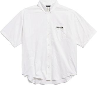 Balenciaga Masking Tape Shirt - Heren - Korte mouwen Overhemden - Wit - S - Katoen - Overhemden