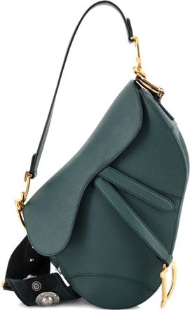 Dior Borsa a spalla Saddle media in pelle con tracolla - Verde