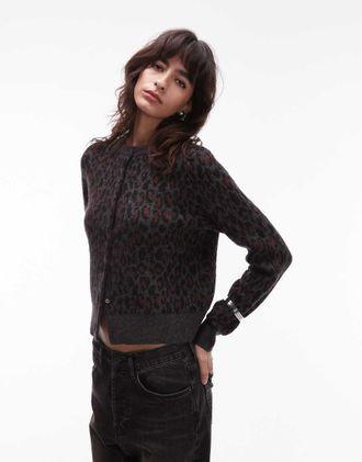 Levi's Tara - Cardigan in maglia leopardata-Marrone
