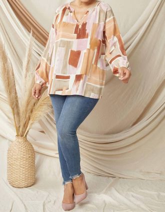 Entro Abstract V-Neck Top In Multi