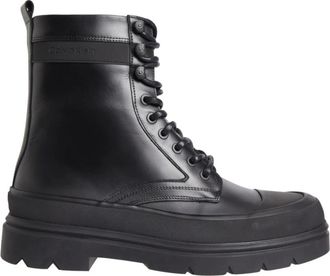 Calvin Klein Hoge Veterlaars - Heren - Veterlaarzen - Zwart - 43 EU - Leer - Schoenen