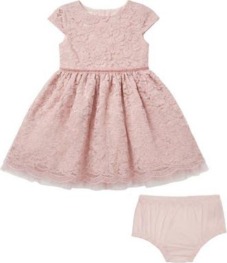 Pippa & Julie Kids Bryce Lace Dress in Mauve at Nordstrom, Size 3-6M