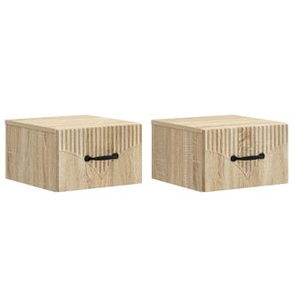 vidaXL Mesita De Noche De Pared 2 Pcs Roble Sonoma 34,5 X 33 X 20 Cm Vidaxl