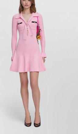 Self Portrait viscose knit tie mini dress