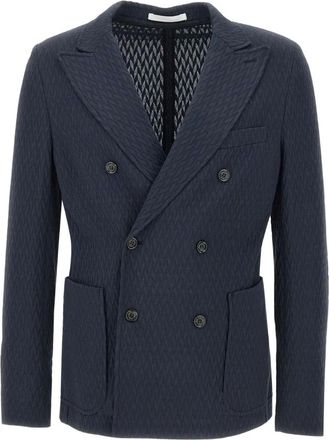 Paolo Pecora Blazer con motivo jacquard - Blu