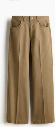 H&M Bootcut Cotton Canvas Trousers in Khaki Green at Nordstrom, Size 20