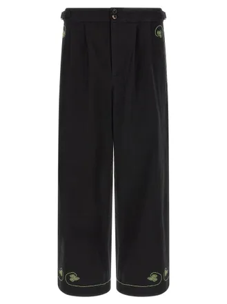 Bode Black Straight Flat Front Pants