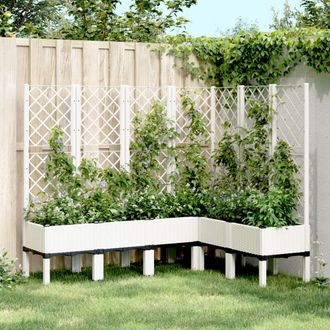 vidaXL Jardinera Con Enrejado Pp Blanco 160x120x142 Cm Vidaxl