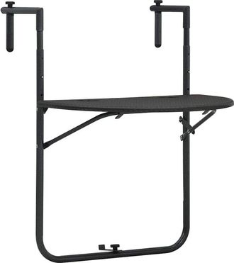 vidaXL Tavolo da Balcone Pensile Marrone 60x64x83,5cm Plastica Rattan - Vidaxl