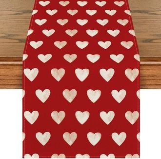 No Brand 1. Camino De Mesa Rojo Con Forma De Coraz&oacute;n Para El D&iacute;a De San Valent&iacute;n, Decoraci&oacute;n De Temporada Para Cocina Y Comedor, Reuniones Familiares En Interi