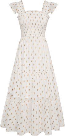 Grace Karin Womens A-Line Summer Glitter Party Dress Lightweight Sleeveless Casual Dress with Flutter Sleeves White S