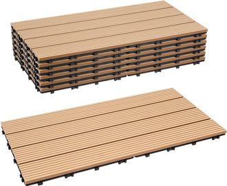 Vingo Swanew Piastrelle Per Terrazza In Wpc 60x30 Cm, Piastrelle Per Balcone Da 2 Mq, Piastrella A Clic, Teak, 12 Pezzi