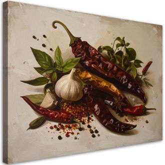 Feeby Cuadro Sobre Lienzo, Pimientos Rojos Y Especias, 120x80
