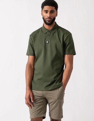 HUGO BOSS Mens HUGO Deabono Mens Interlock Cotton Polo Shirt with Stacked Logo - Dark Green 309 - Tan - Size: 40