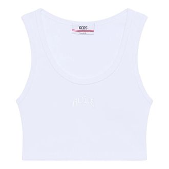 GCDS Gcds, Tops, Dames, Wit, XS, Katoen, Lounge Logo Tanktop