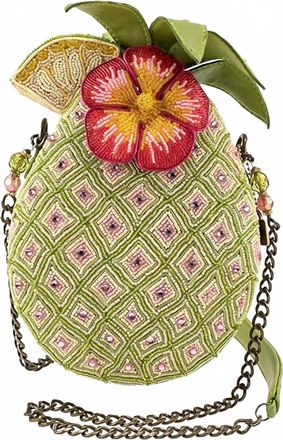 Mary Frances Womens Pineapple Island Beaded Crossbody Novelty Handbag In Green Multi