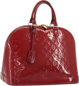 Louis Vuitton Alma Monogram Vernis Red Patent_Leather Handbag (Pre-Owned)