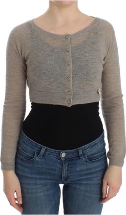 Ermanno Scervino Cropped Vest Stijlvolle Elegantie - Dames - Vesten - Beige - S - Truien & Vesten