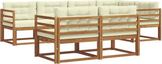 vidaXL Conjunto De Sof&aacute;s De Exterior 8 Uds. Natural Y Crema Vidaxl