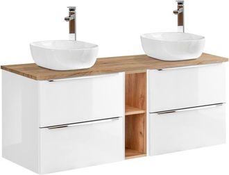 Petits Meubles Mueble lavabo 140 cm 2 nichos estratificado Blanco