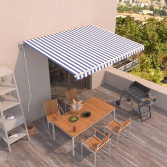 vidaXL Toldo Autom&aacute;tico Retr&aacute;ctil Azul Y Blanco 400x350 Cm Vidaxl