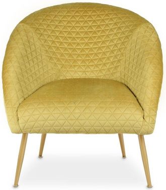 Premier Housewares Interiors by Premier Gold Occasional Arm Chair with Curved Back, Velvet Upholstered Chair, Indoor Lounge Chair for Living Room