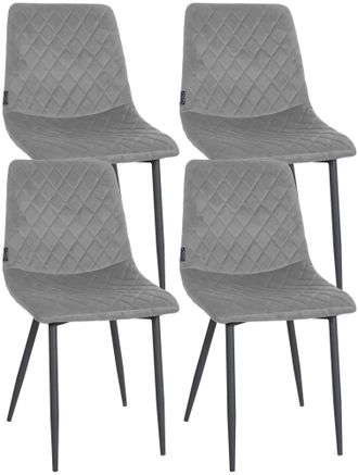 Clp Clp - Set De 4 Sillas De Comedor Telde En Terciopelo Gris