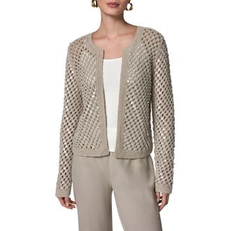 DKNY Pearl Detail Open Knit Cardigan in Sandstone at Nordstrom, Size X-Small