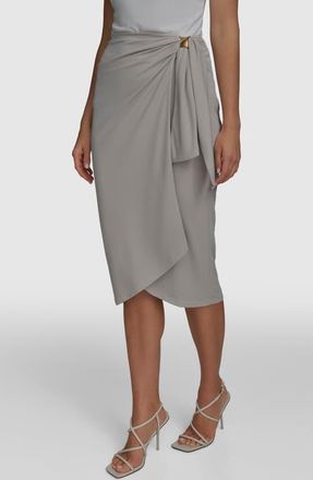 DKNY Gathered Waist Faux Wrap Skirt in Tuscan Grey at Nordstrom, Size X-Small