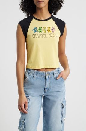 Daydreamer Grateful Dead Graphic Raglan T-Shirt in Poppy Yellow /Black at Nordstrom, Size X-Large