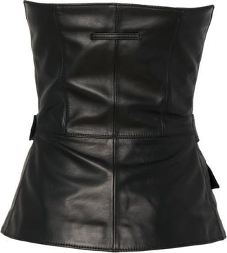 Manokhi Womens Jean Top Black Lambskin Tops