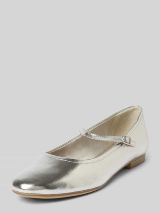 Tamaris Tamaris Ballerinas mit Riemen im Metallic-Look in Silber, Gr&ouml;&szlig;e 36