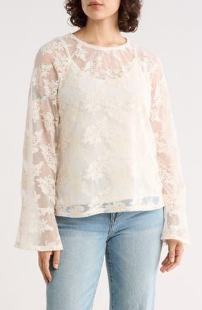 Sanctuary Boho Long Sleeve Lace Top in Vintage Ivory at Nordstrom Rack, Size X-Small