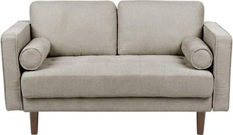 Beliani Sof&aacute; Retro 2 Plazas Tapizado Tela Poli&eacute;ster Respaldo Acolchado Sala De Estar Gris Pardo Nurmo