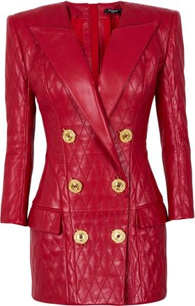 Balmain quilted mini dress - Red
