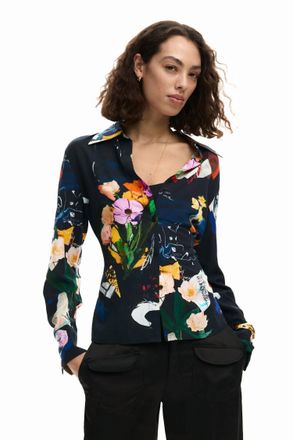 Desigual Collage Tie Shirt In Black Multi