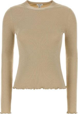 Alaia Beige Textured Crew Neck Top