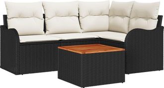 vidaXL Garden Sofa Set 5 pcs Black, white Vidaxl