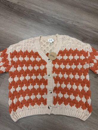 Bibi Womens Chunky Knit Cardigan In Orange Stripe