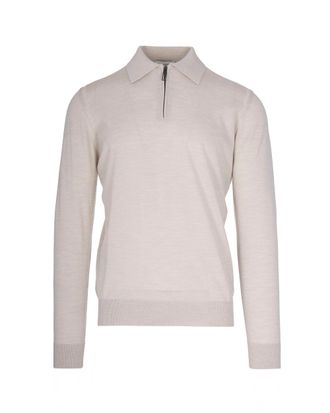 Paolo Pecora Knit Polo Sweater With Half-Zip Closure And Ribbed Detailing