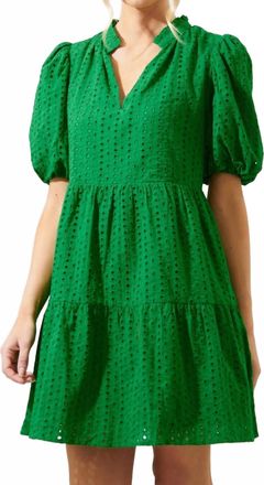Sugarlips Jacey Babydoll Eyelet Mini Dress In Green