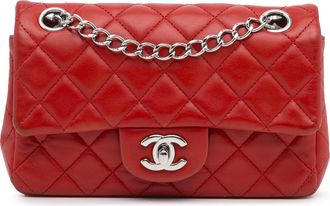 Chanel Red Lambskin Mini Classic Single Flap Bag